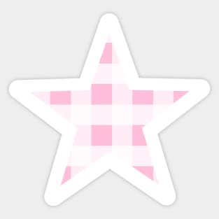 Soft Baby Pink and White Buffalo Plaid Star Sticker